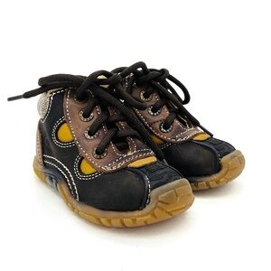 NEW Noel Brown Leather Ankle Boots Boys Euro Size 19 = US 4 Lace-up Shoes New